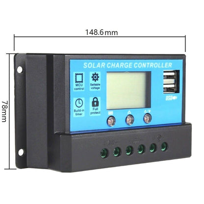 The dimension of SunMaxx™ 30A 12V/24V LCD PWM Solar Panel Charge Regulator