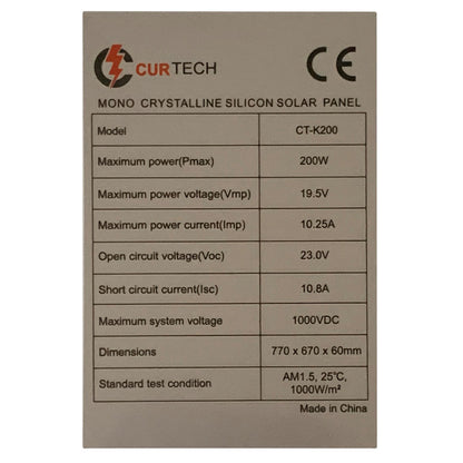 Curtech 200W Monocrystalline Folding Solar Panel Kit