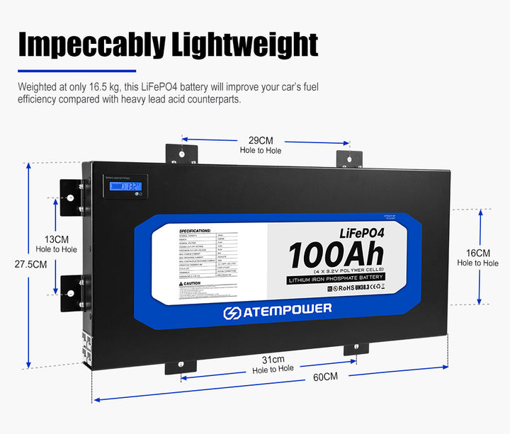 100Ah slim lithium battery 12V - Marine, RV, and Solar Storage